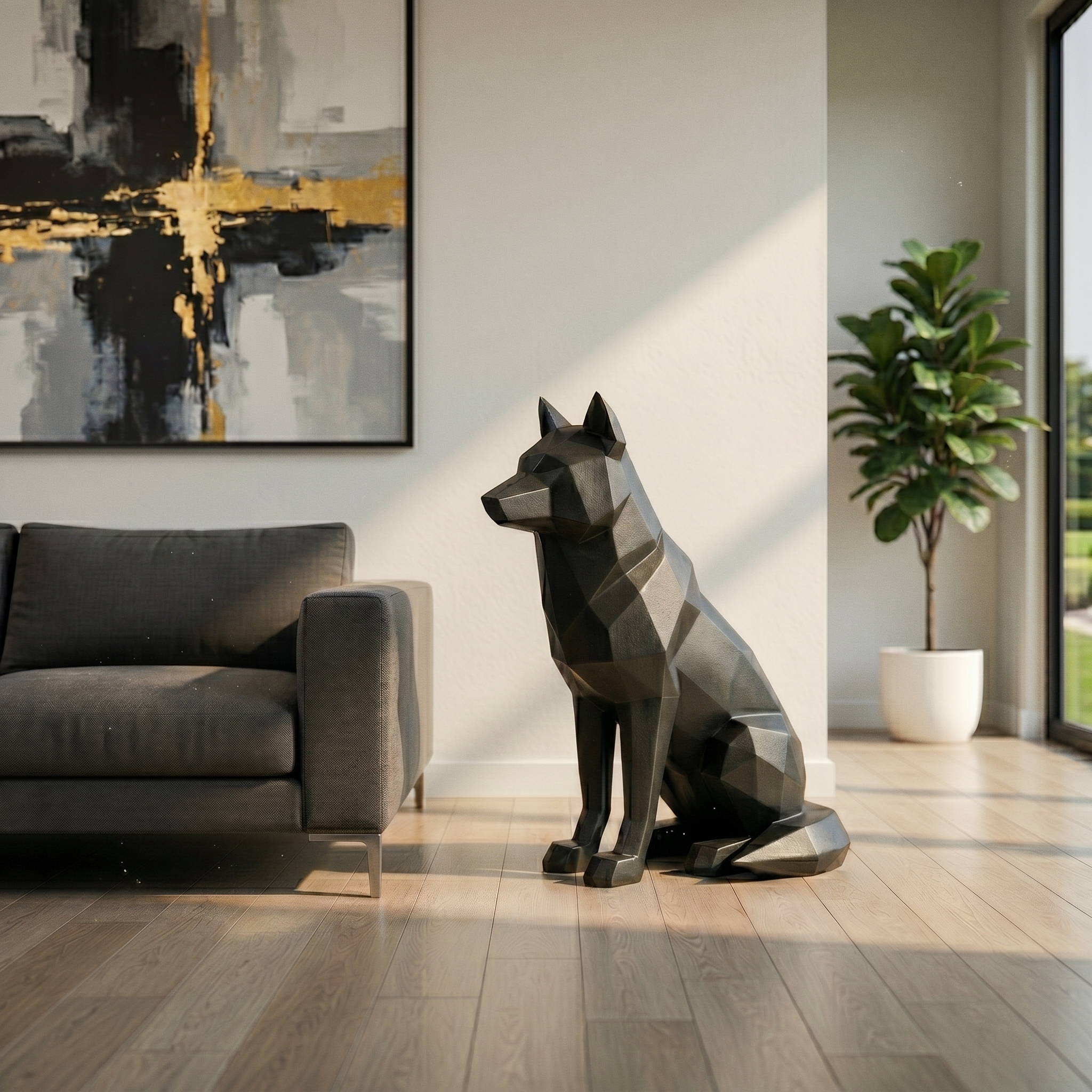 Alpha - Geometrische Wolf-Skulptur