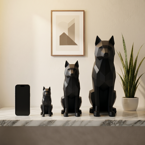 Alpha - Geometrische Wolf-Skulptur