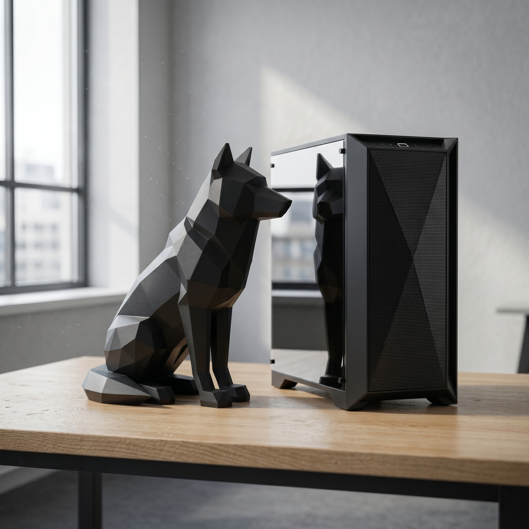 Alpha - Geometrische Wolf-Skulptur